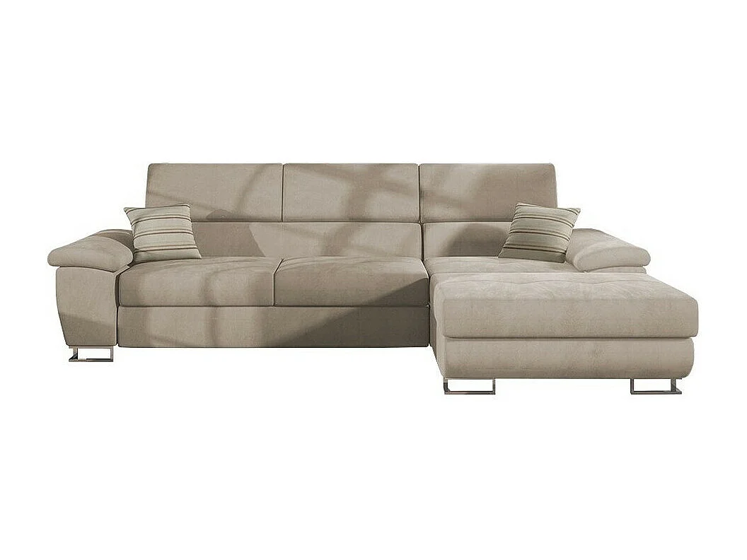 Canapé d'angle Comfivo 192, Brun clair, Fonction de couchage, Boîte de literie, 275x170cm