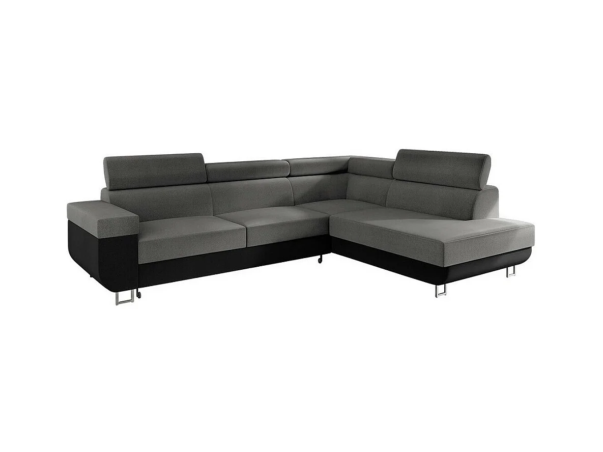 Canapé d'angle Comfivo 306, Gris, Fonction de couchage, Boîte de literie, 253x188x71cm
