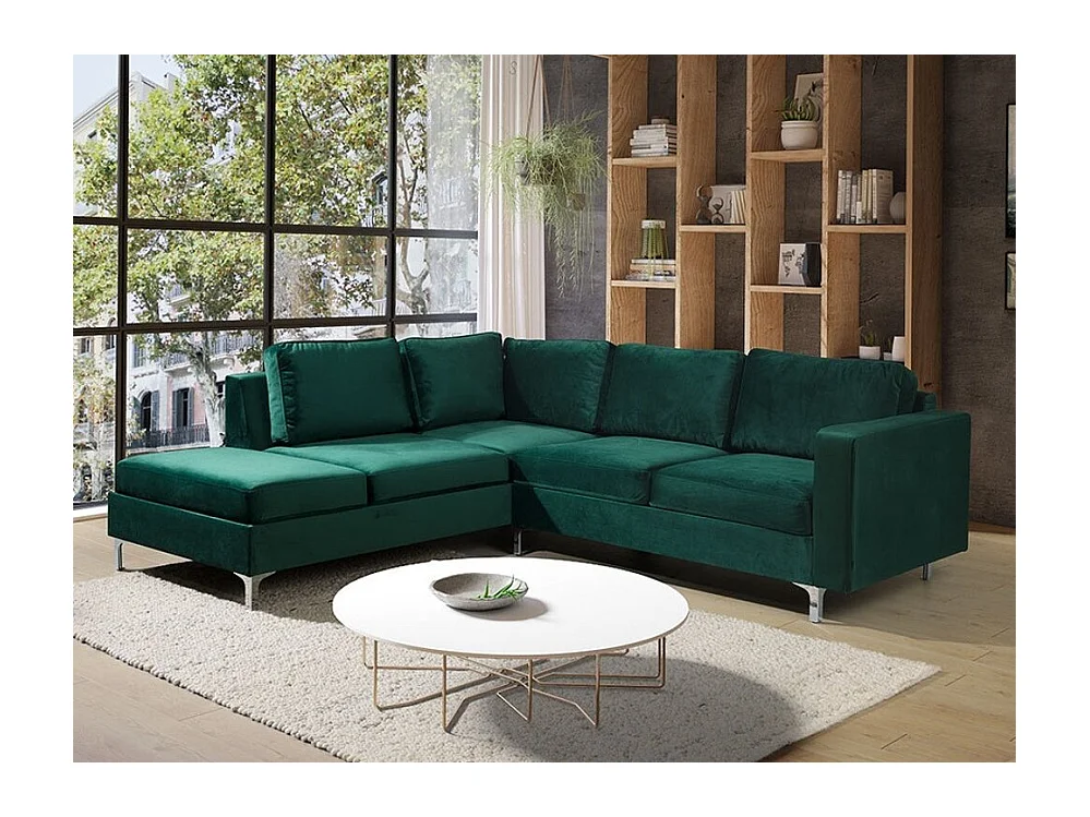 Canapé d'angle Providence 139, Vert, 236x212x81cm