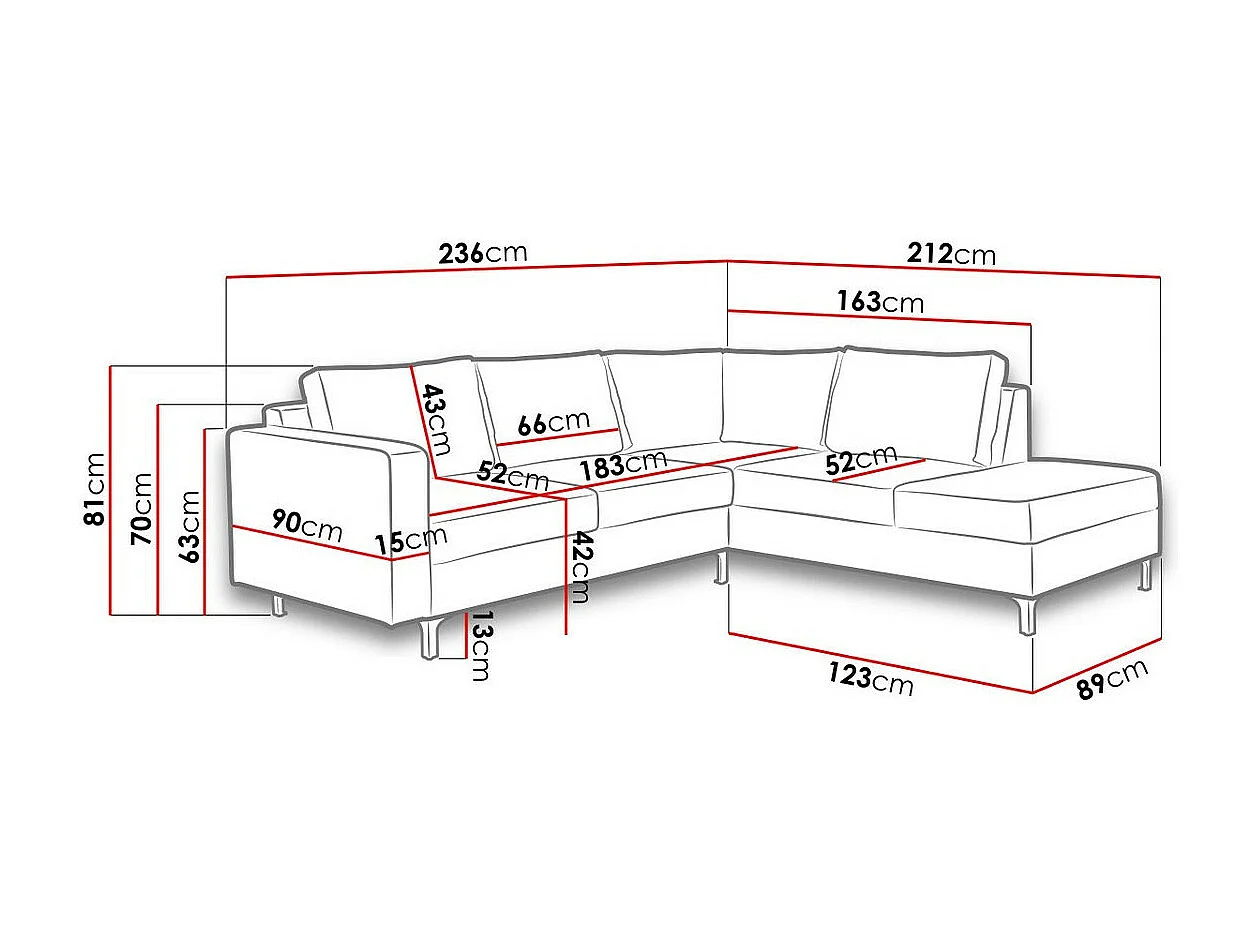 Sofá rinconero Providence 139, Verde, 236x212x81cm