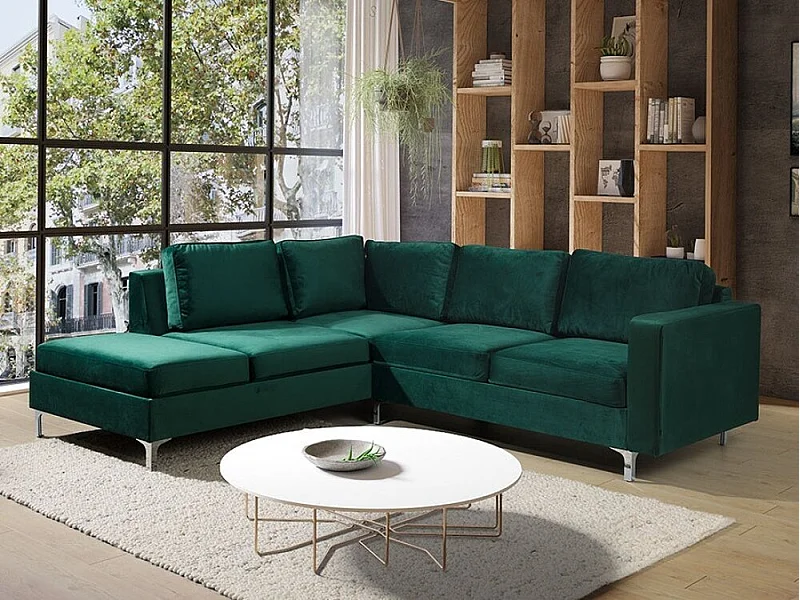 Divano angolare Providence 139, Verde, Senza, 236x212x81cm