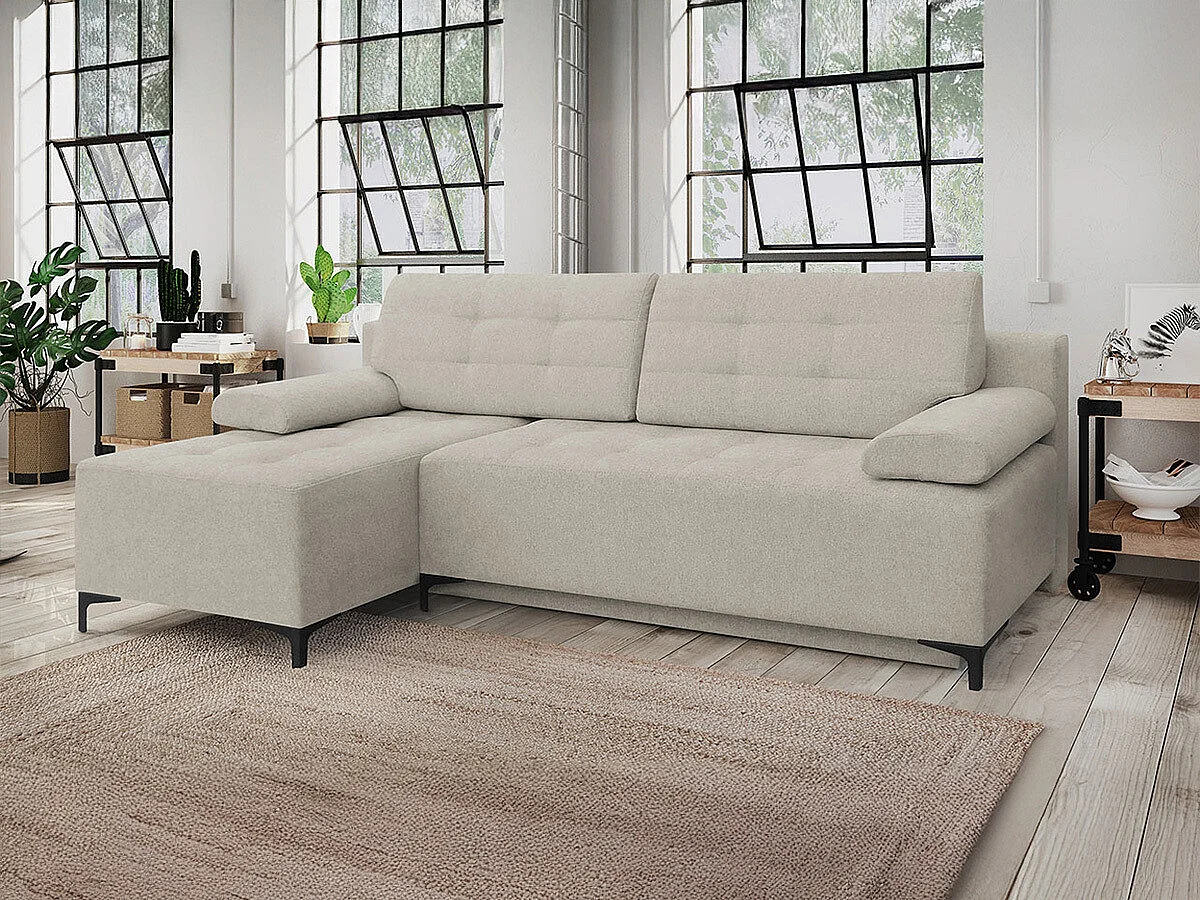 Sofá rinconero Independence 101, De color marrón claro, Función de descanso, Almacenaje,