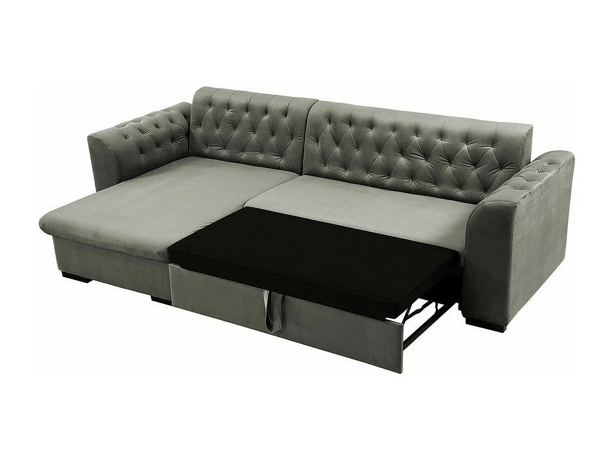 Chesterfield canapé d'angle Comfivo 252, Vert, Fonction de couchage, Boîte de literie,