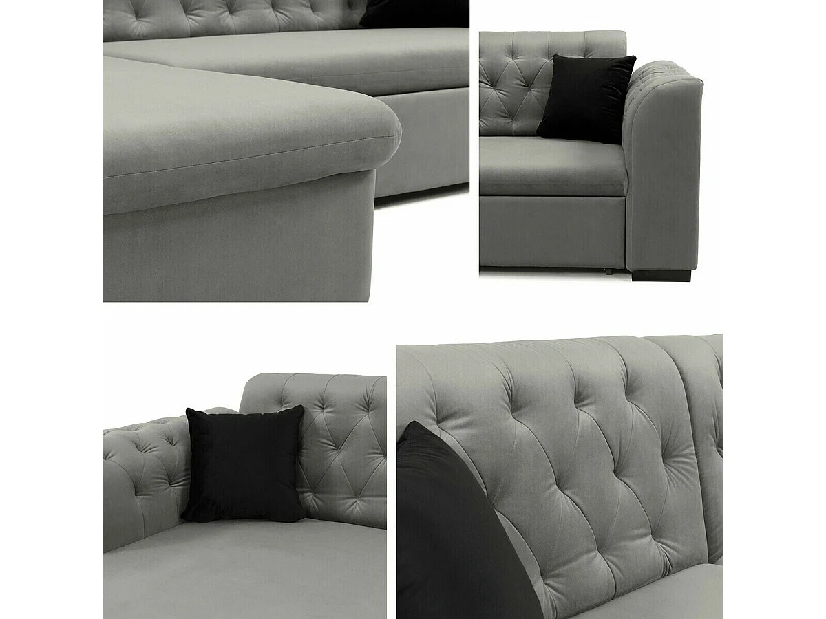 Chesterfield canapé d'angle Comfivo 252, Vert, Fonction de couchage, Boîte de literie,