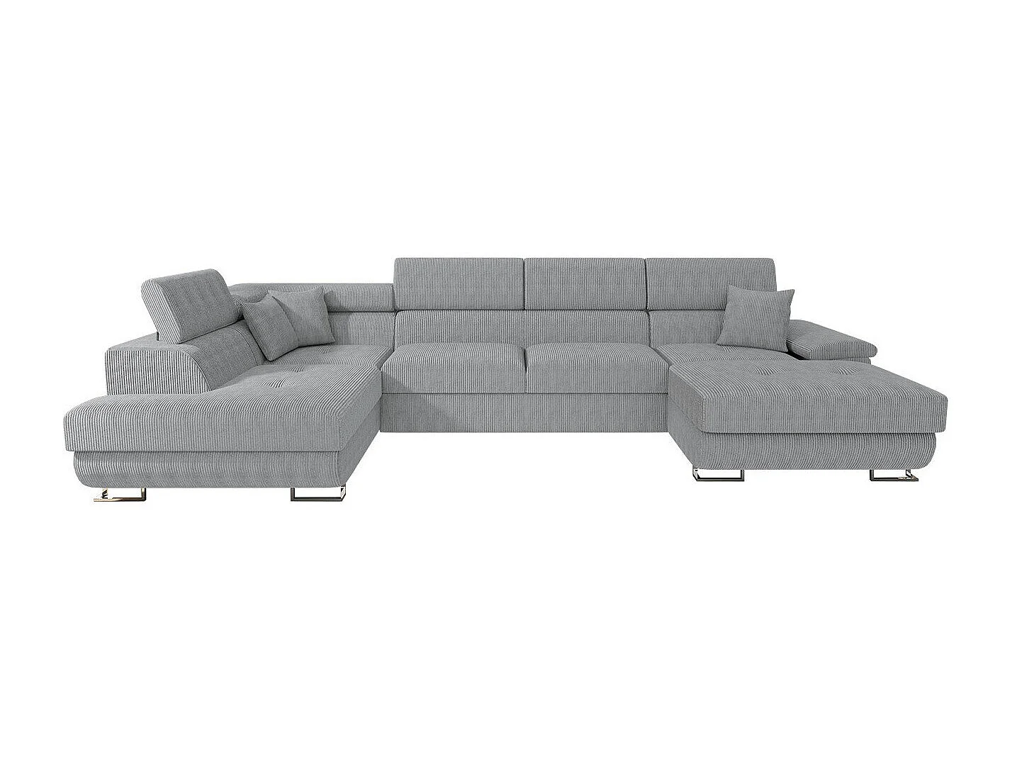 Sofá rinconero Comfivo 138, Gris, Función de descanso, Almacenaje, 345x202x71cm