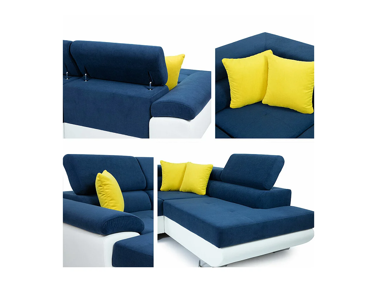 Sofá rinconero Comfivo 138, Gris, Función de descanso, Almacenaje, 345x202x71cm