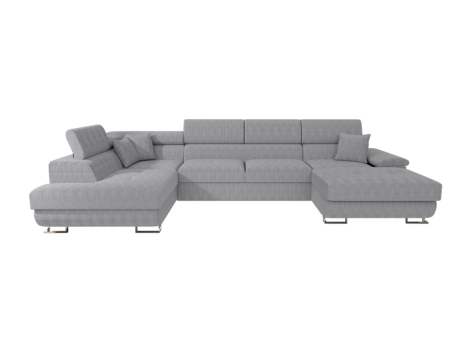 Canapé d'angle Comfivo Ruta, Gris clair, Disponible, 345x202x71cm