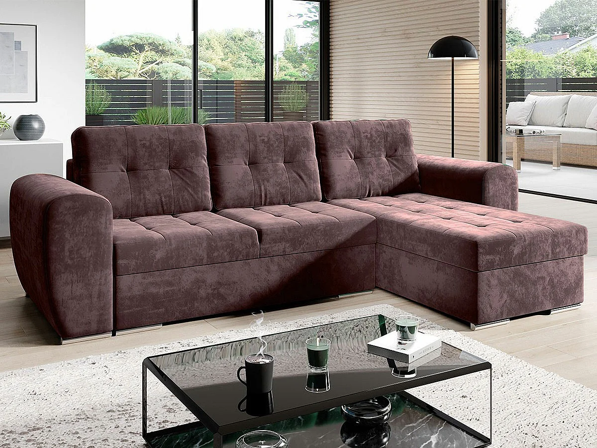 Canapé d'angle Muncie 109, Pourpre, Disponible, 256x157x97cm