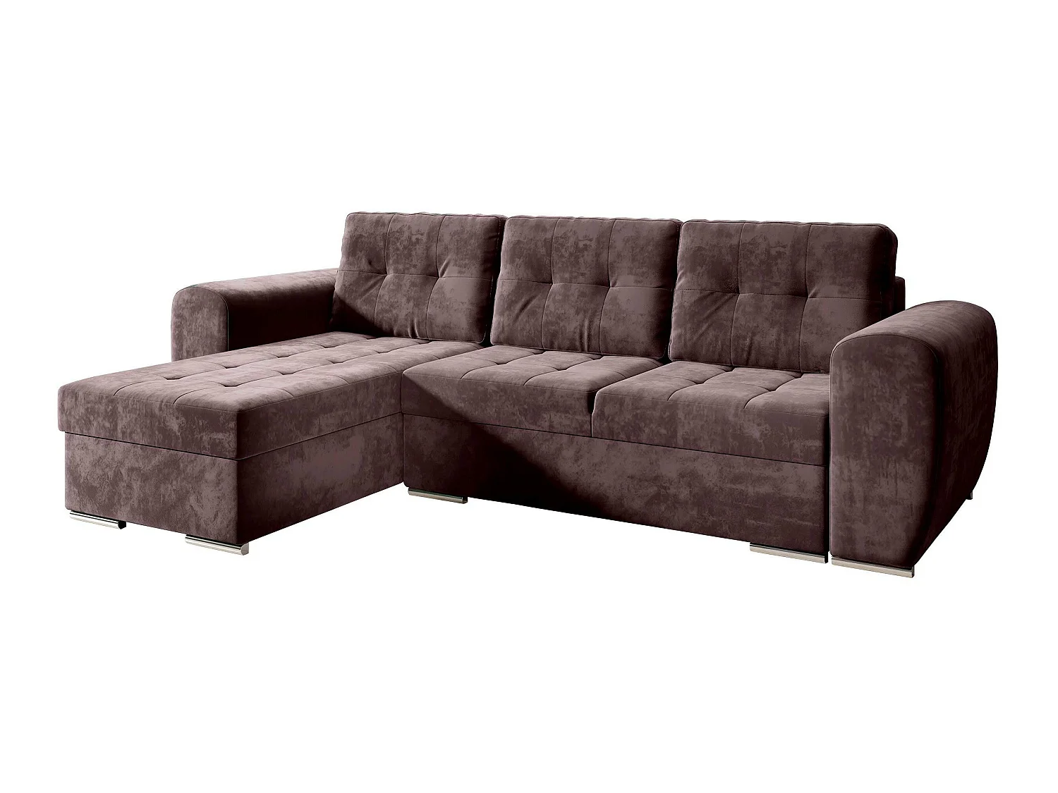 Canapé d'angle convertible 3 places en tissu violet MUNCIE