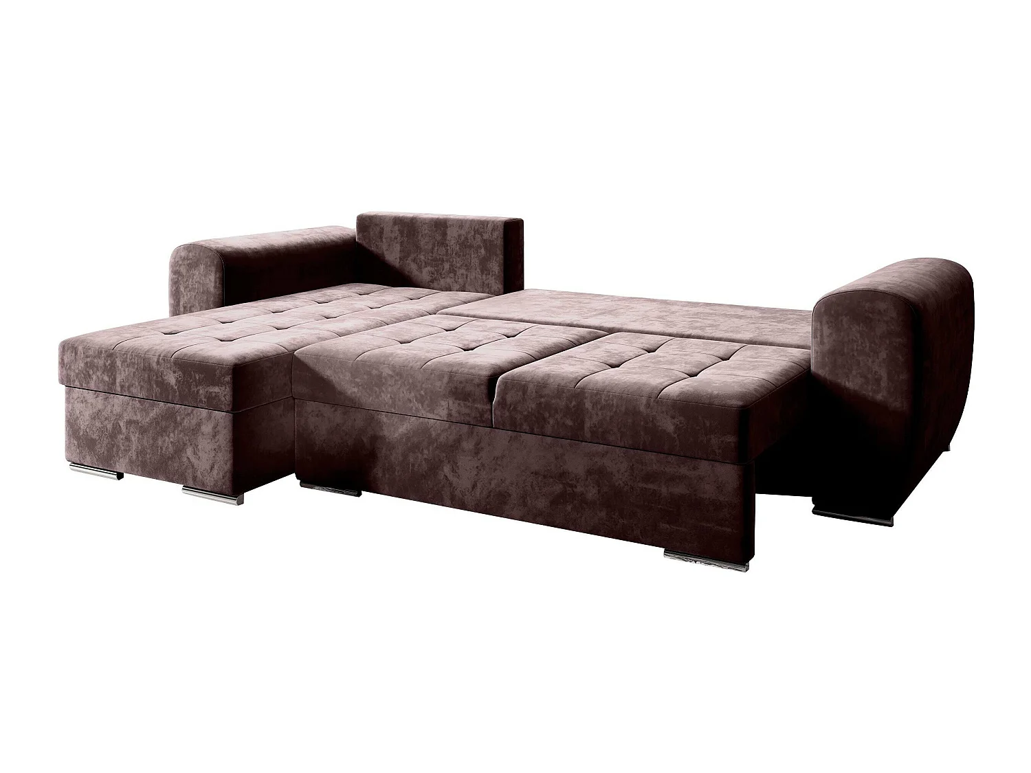 Canapé d'angle convertible 3 places en tissu violet MUNCIE