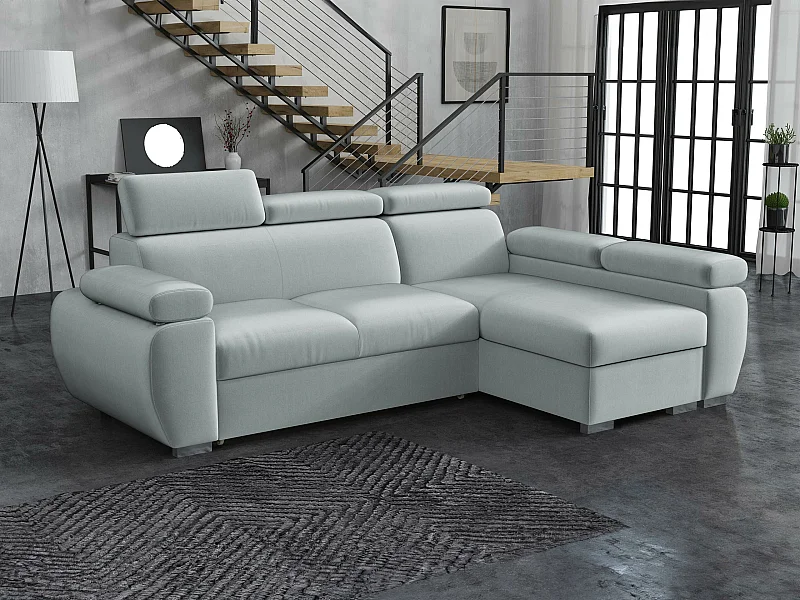 Sofá rinconero Columbus 132, Gris, Función de descanso, Almacenaje, 255x170x85cm