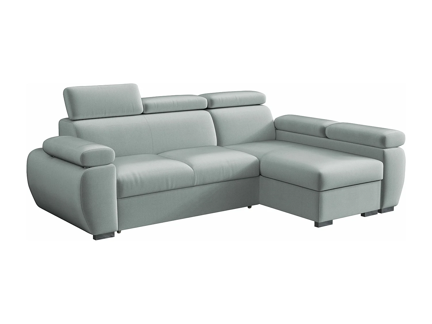 Sofá rinconero Columbus 132, Gris, Función de descanso, Almacenaje, 255x170x85cm