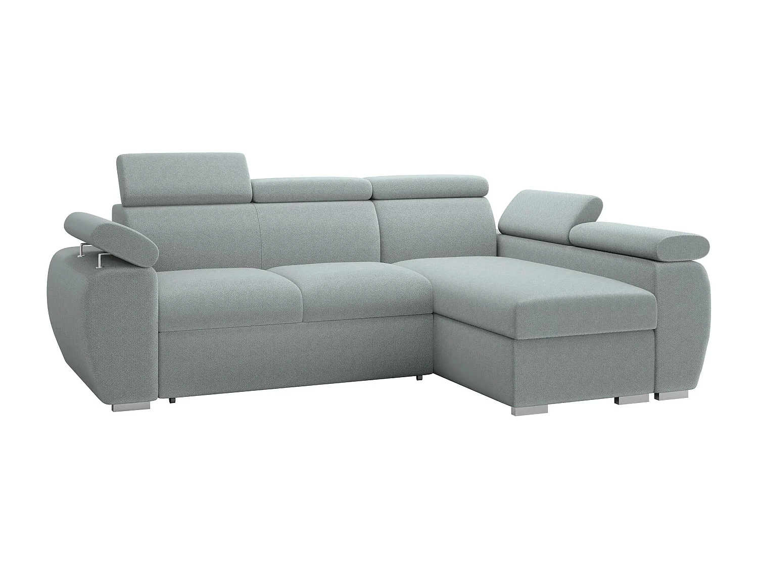 Canapé d'angle Columbus 132, Gris clair, Disponible, 255x170x85cm