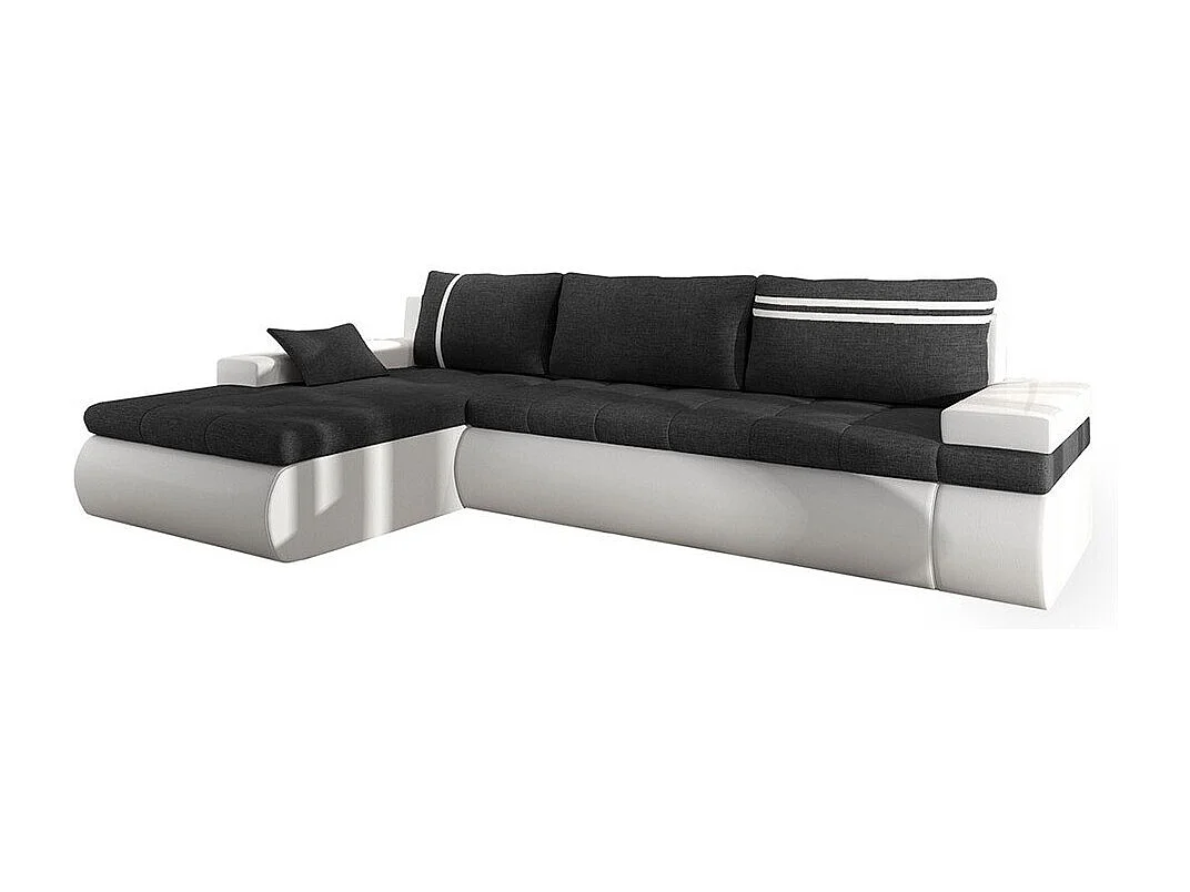 Canapé d'angle Temple 100, Gris, Fonction de couchage, Boîte de literie, 300x182x90cm