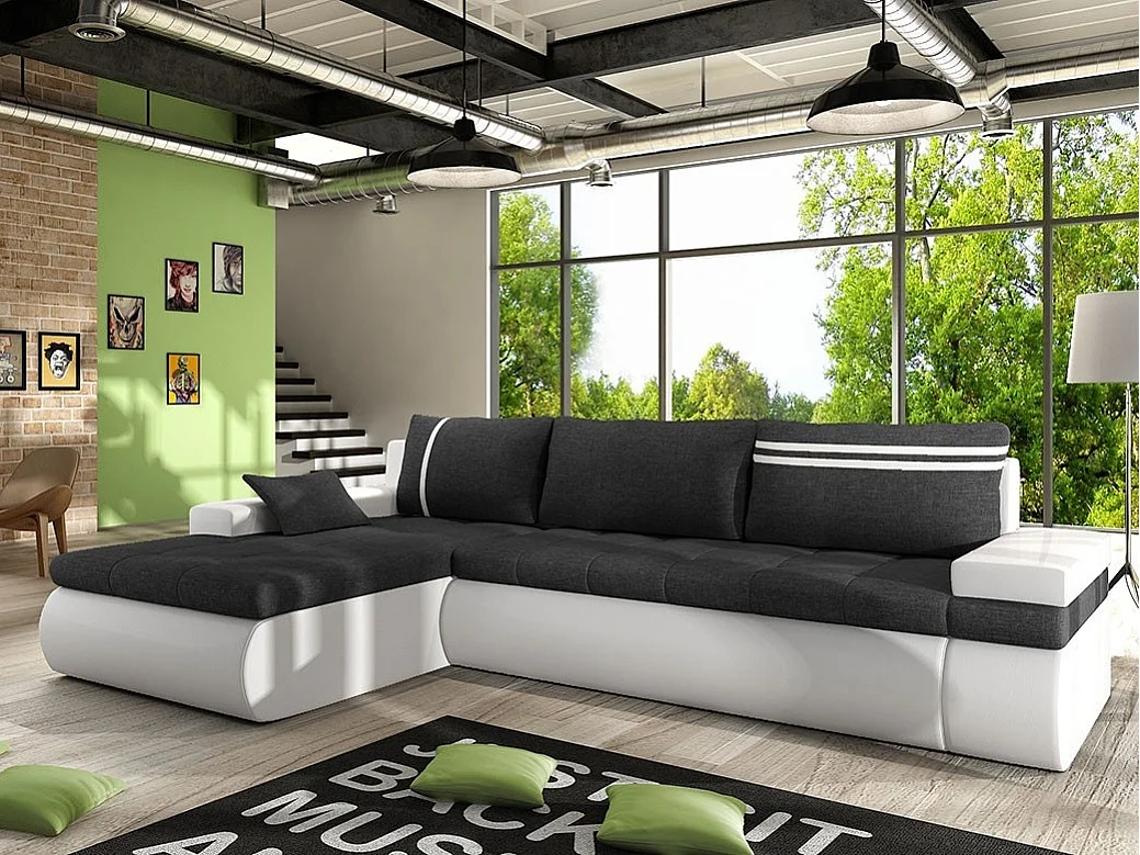 Canapé d'angle Temple 100, Gris, Disponible, 300x182x90cm