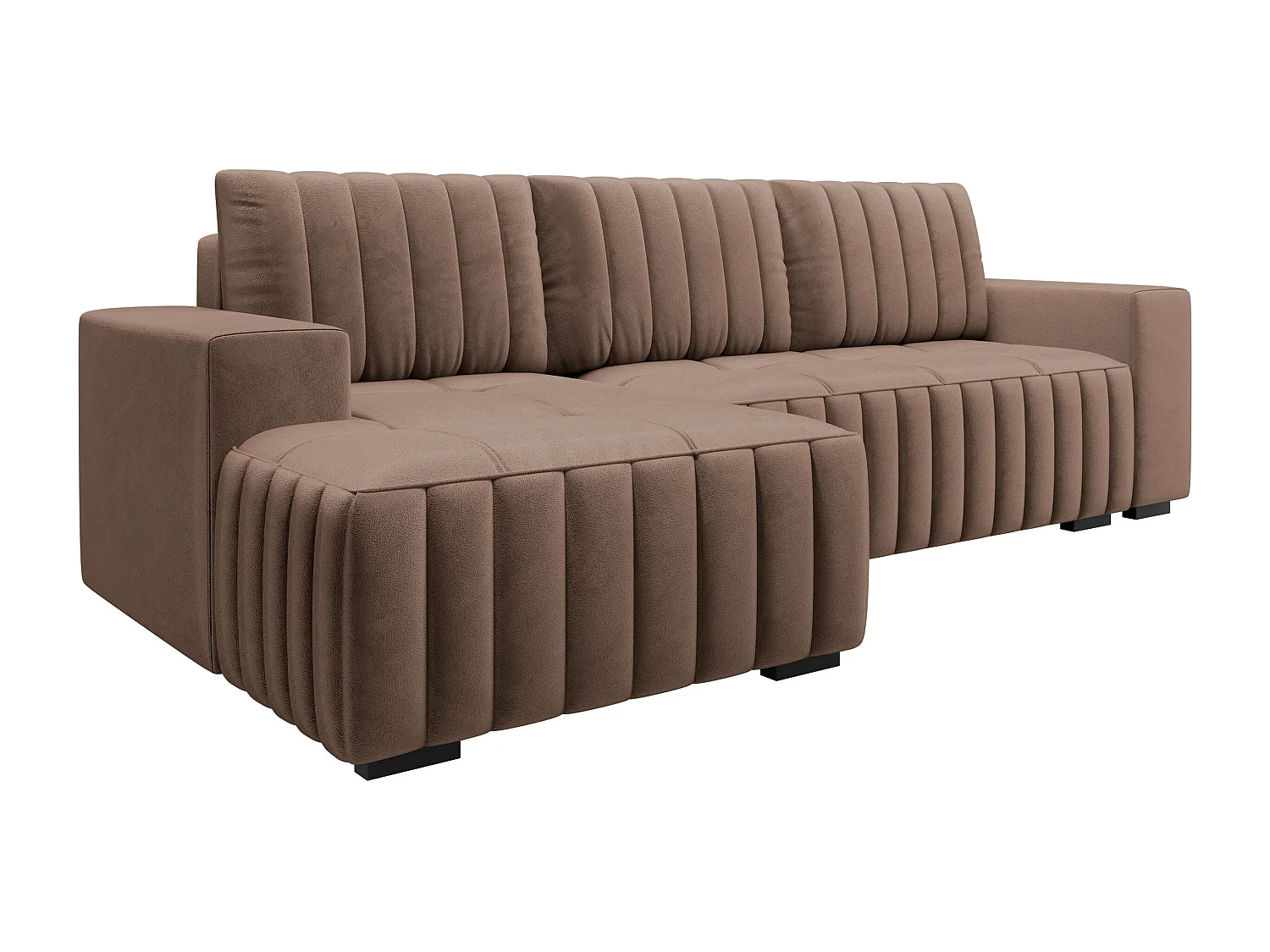 Canapé d'angle Columbus 154, Marron, Disponible, 240x140x85cm