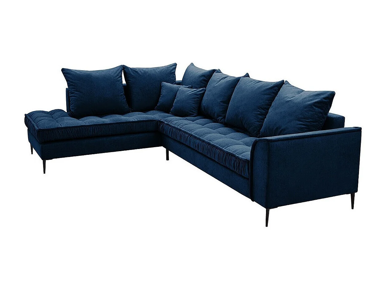Canapé d'angle Kingsport 113, Bleu, 306x227x90cm