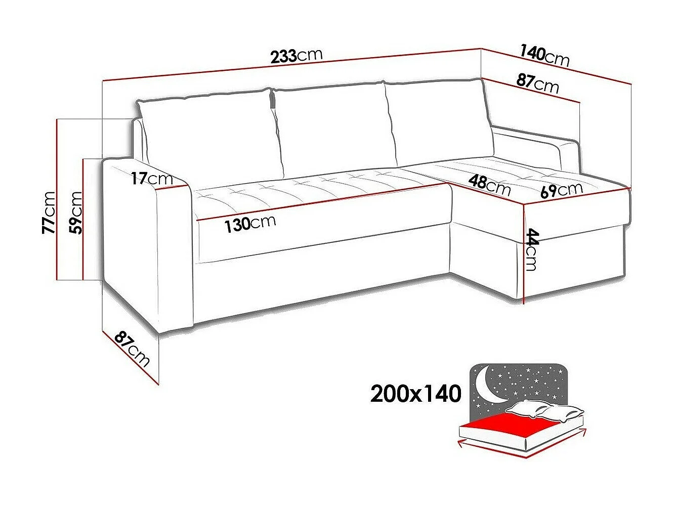 Sofá rinconero Providence 103, Marrón, Función de descanso, Almacenaje, 233x140x77cm