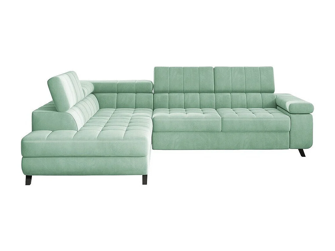 Canapé d'angle Comfivo 207, Turquoise, Fonction de couchage, Boîte de literie, 264x203cm