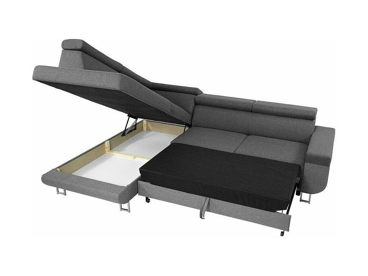 Canapé d'angle Comfivo 306, Gris, Disponible, 253x188x71cm