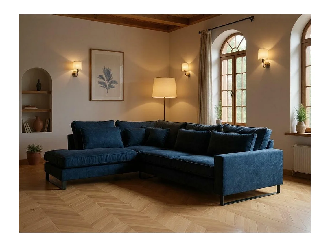 Divano angolare Kingsport 111, Blu, Senza, 314x224x90cm