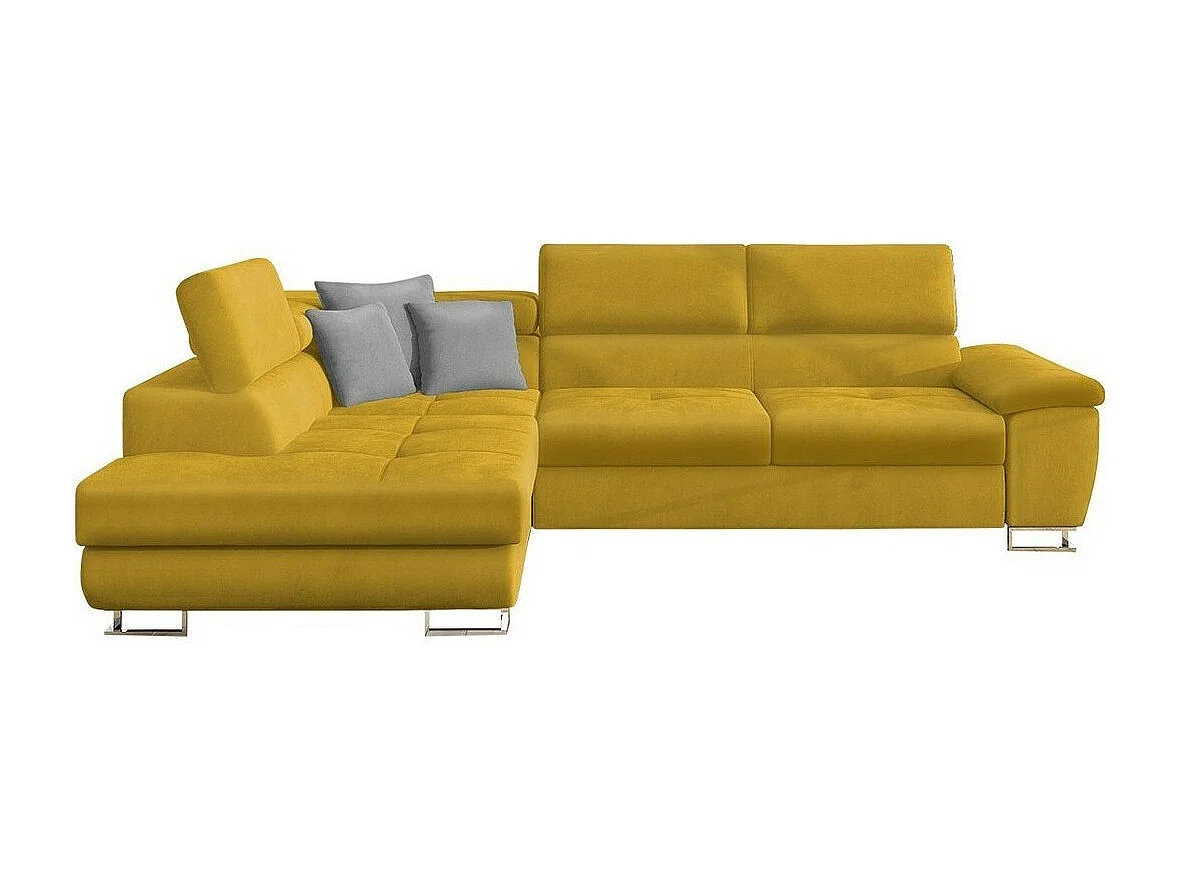 Sofá rinconero Comfivo 166, Amarillo, Función de descanso, Almacenaje, 270x202x71cm