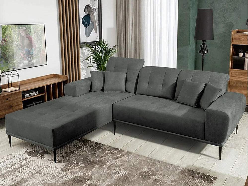 Divano angolare Providence 153, Grigio, Senza, 256x194x85cm