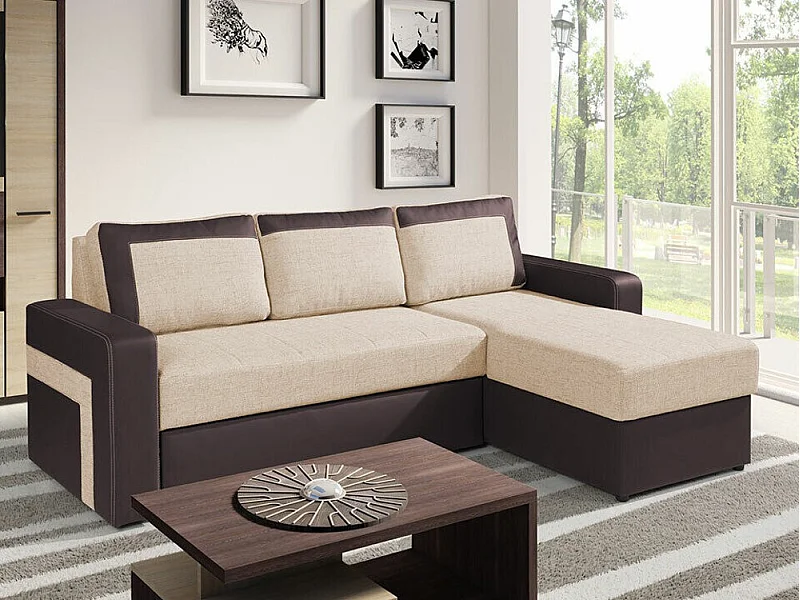 Canapé d'angle Tolveli 102, Brun clair, Disponible, 234x156x82cm