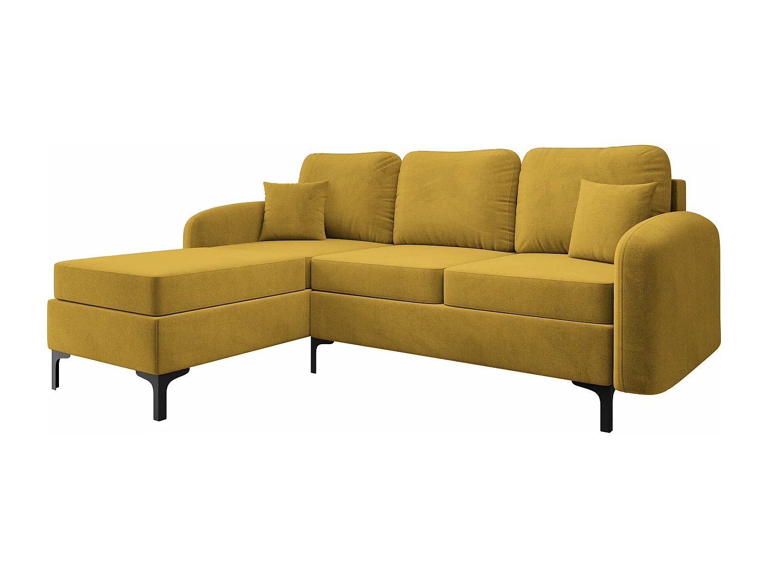 Sofá de canto Torlua 103, Amarelo, Funcionalidade de dormir