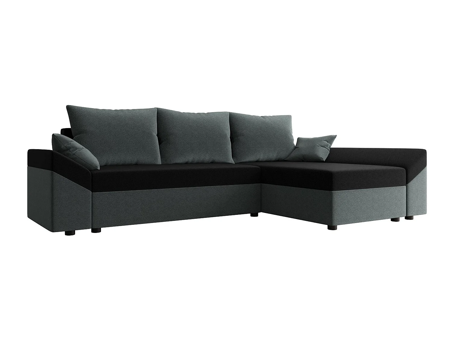 Sofá rinconero Memphis 130, Negro, Función de descanso, Almacenaje