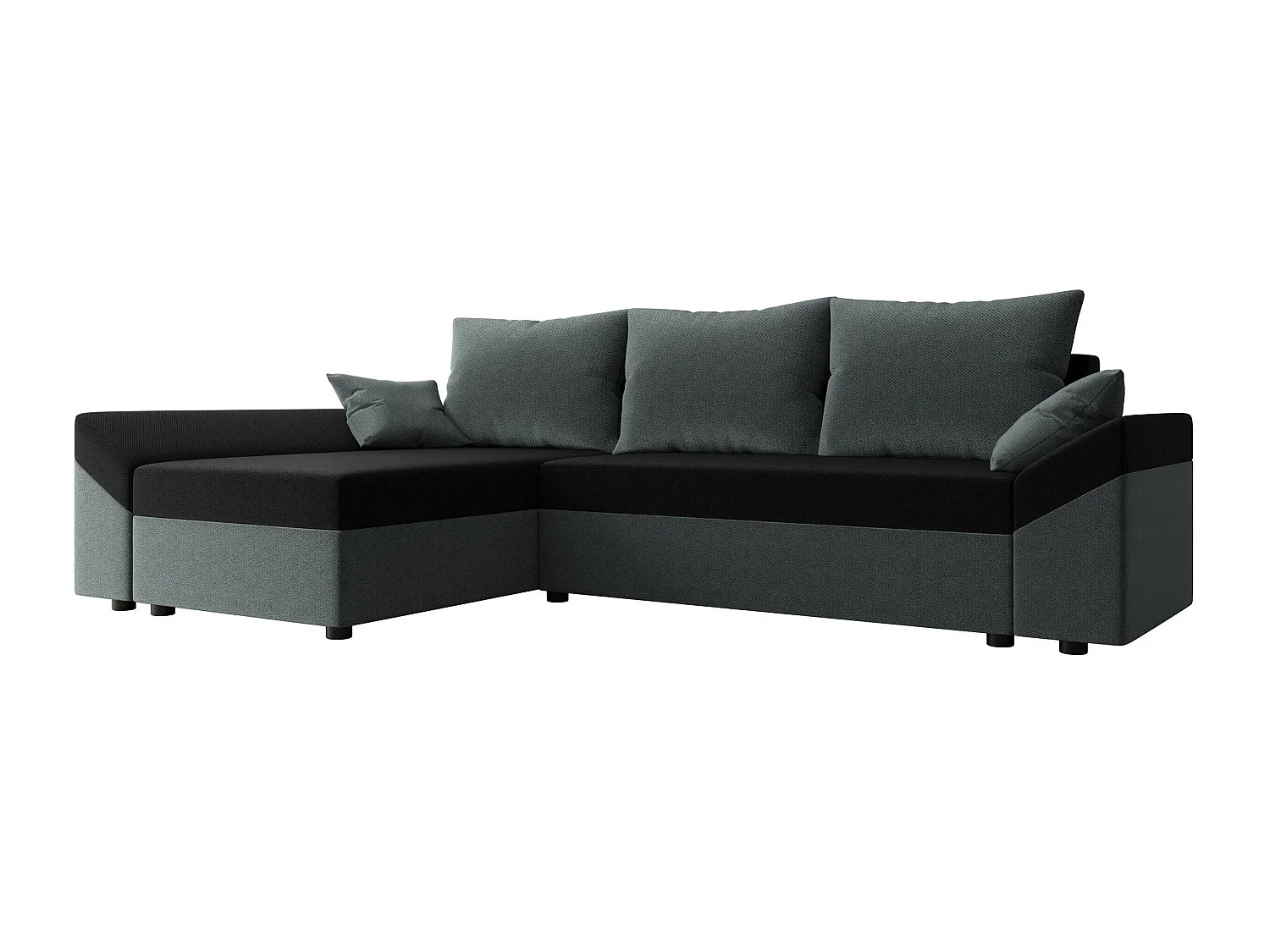 Sofá rinconero Memphis 130, Negro, Función de descanso, Almacenaje