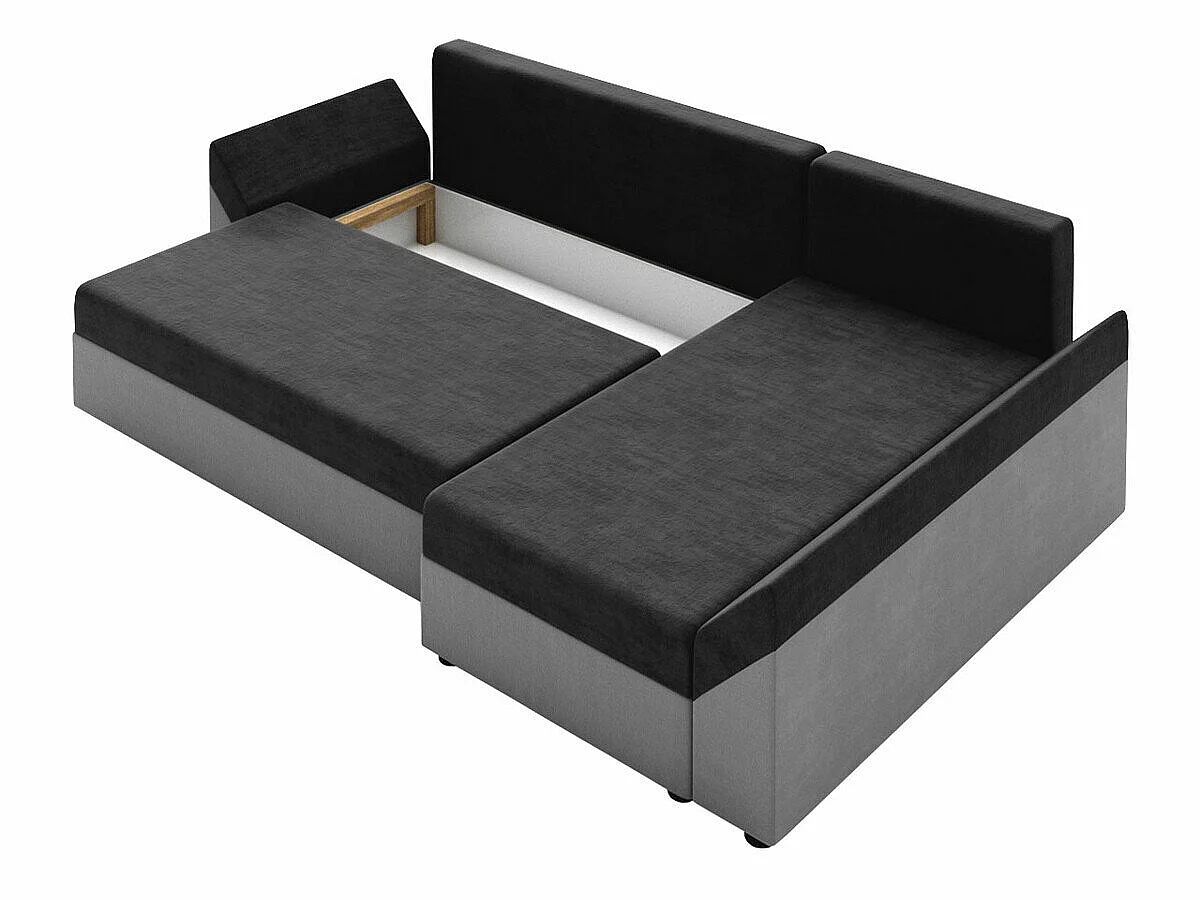 Sofá rinconero Memphis 130, Negro, Función de descanso, Almacenaje