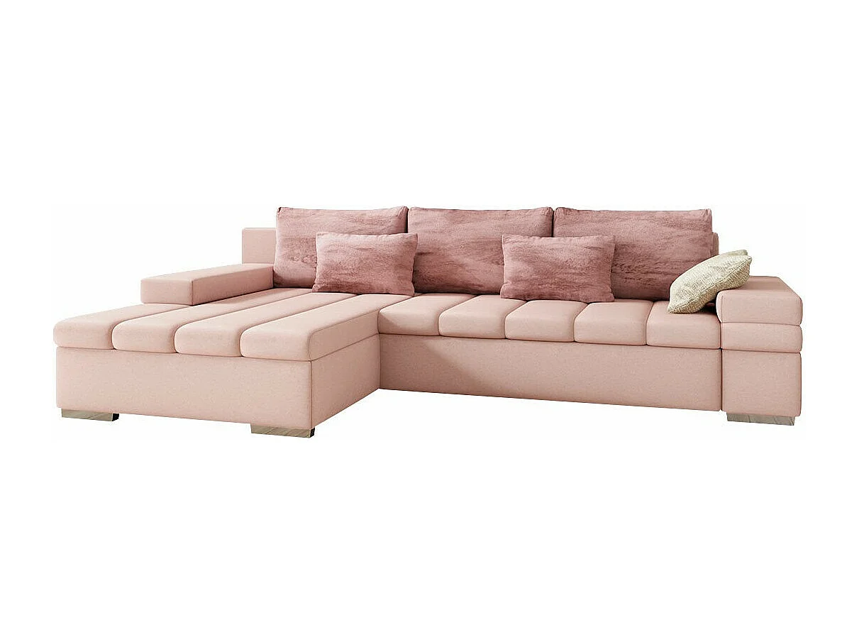 Sofá rinconero Comfivo 169, Rosa, Función de descanso, Almacenaje, 310x175x83cm