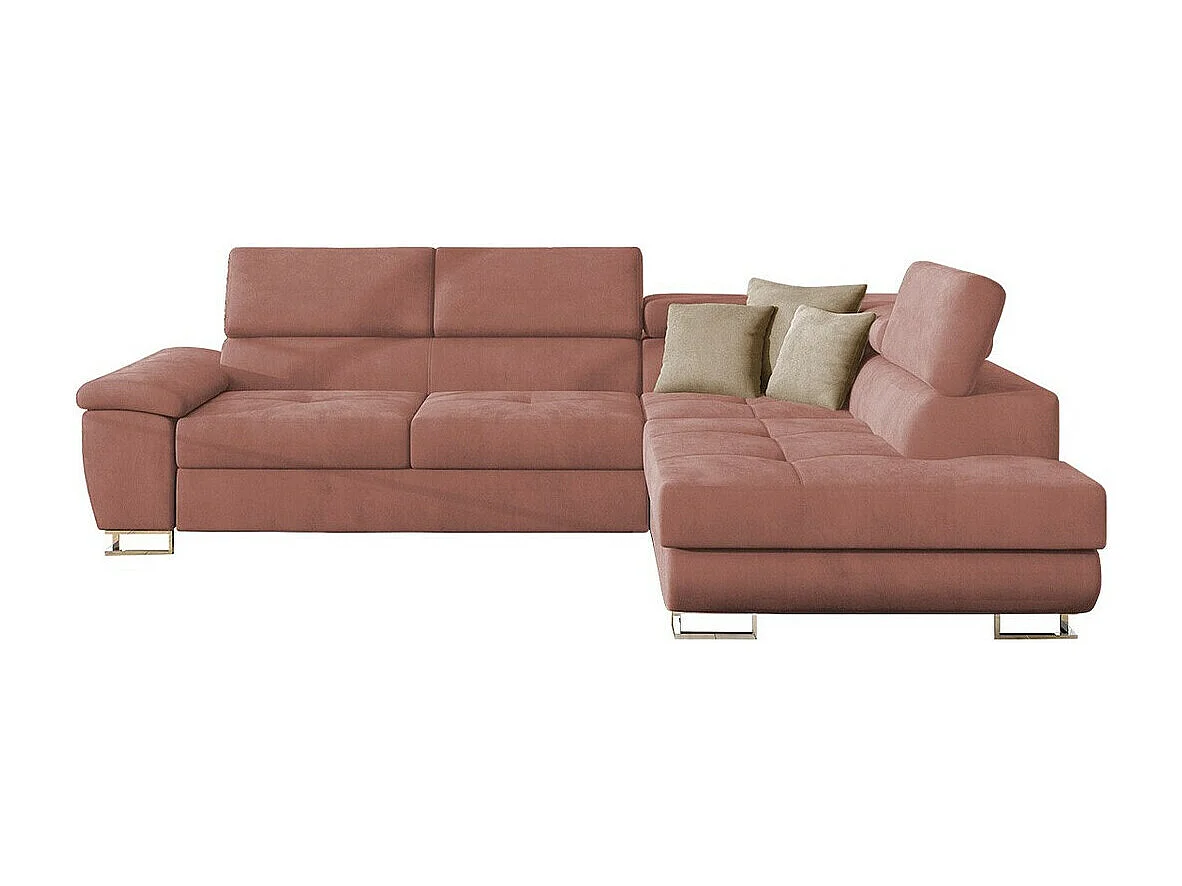Sofá rinconero Comfivo 166, Rosa, Función de descanso, Almacenaje, 270x202x71cm