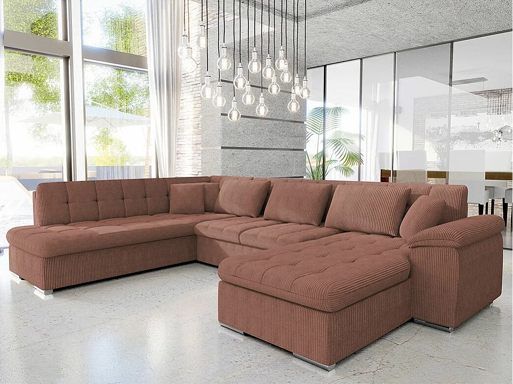 Divano angolare Comfivo 128, Fucsia, Con, Senza, 348x205x76cm