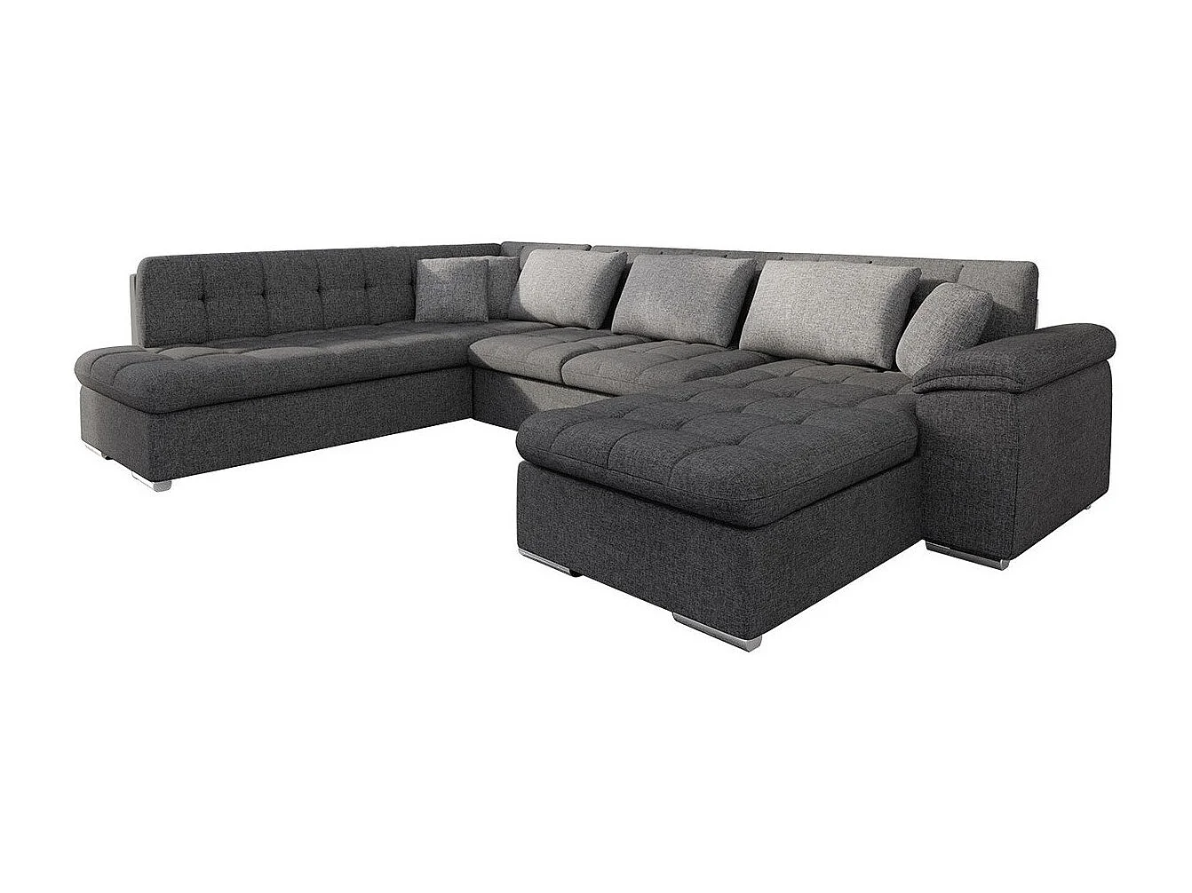 Sofá rinconero Comfivo 141, Gris, Función de descanso, Almacenaje, 348x205x76cm