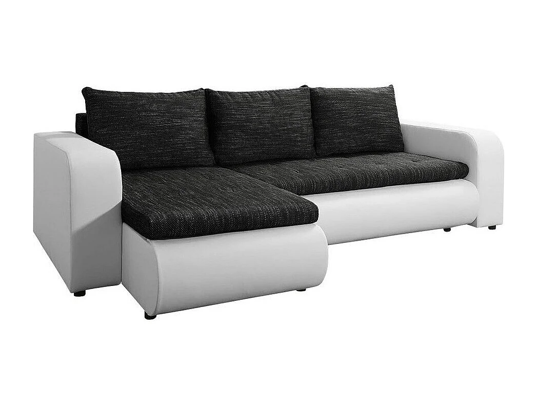 Sofá rinconero Muncie 100, Negro, Función de descanso, Almacenaje, 245x150x82cm