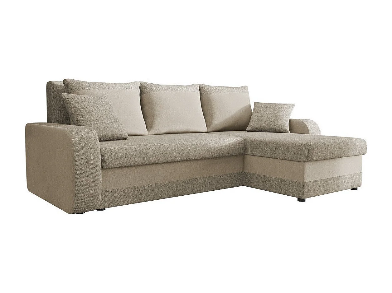 Canapé d'angle Comfivo 135, Brun clair, Fonction de couchage, Boîte de literie, 238x147cm