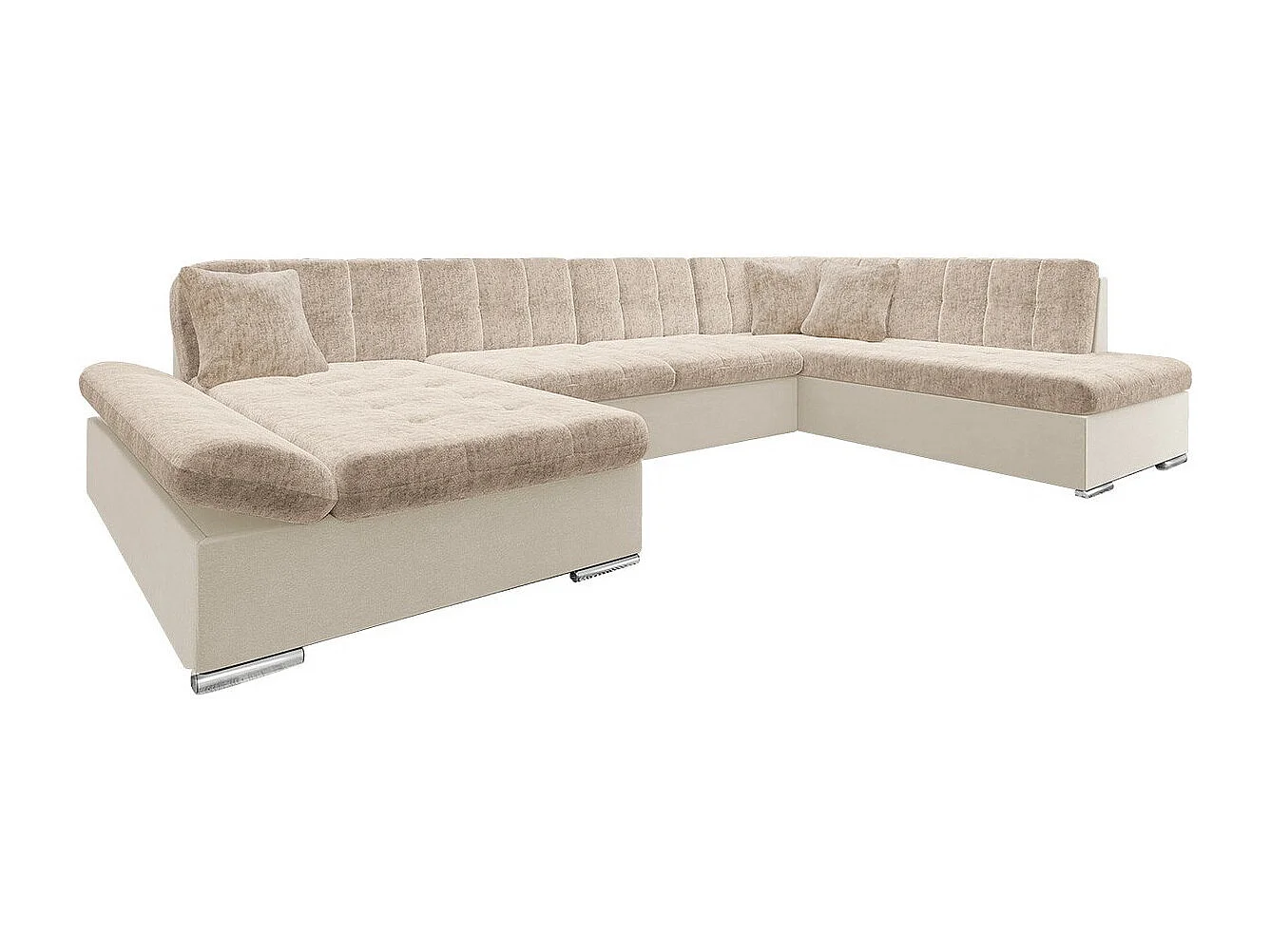 Sofá rinconero Comfivo 149, De color marrón claro, Función de descanso, Almacenaje, 345cm