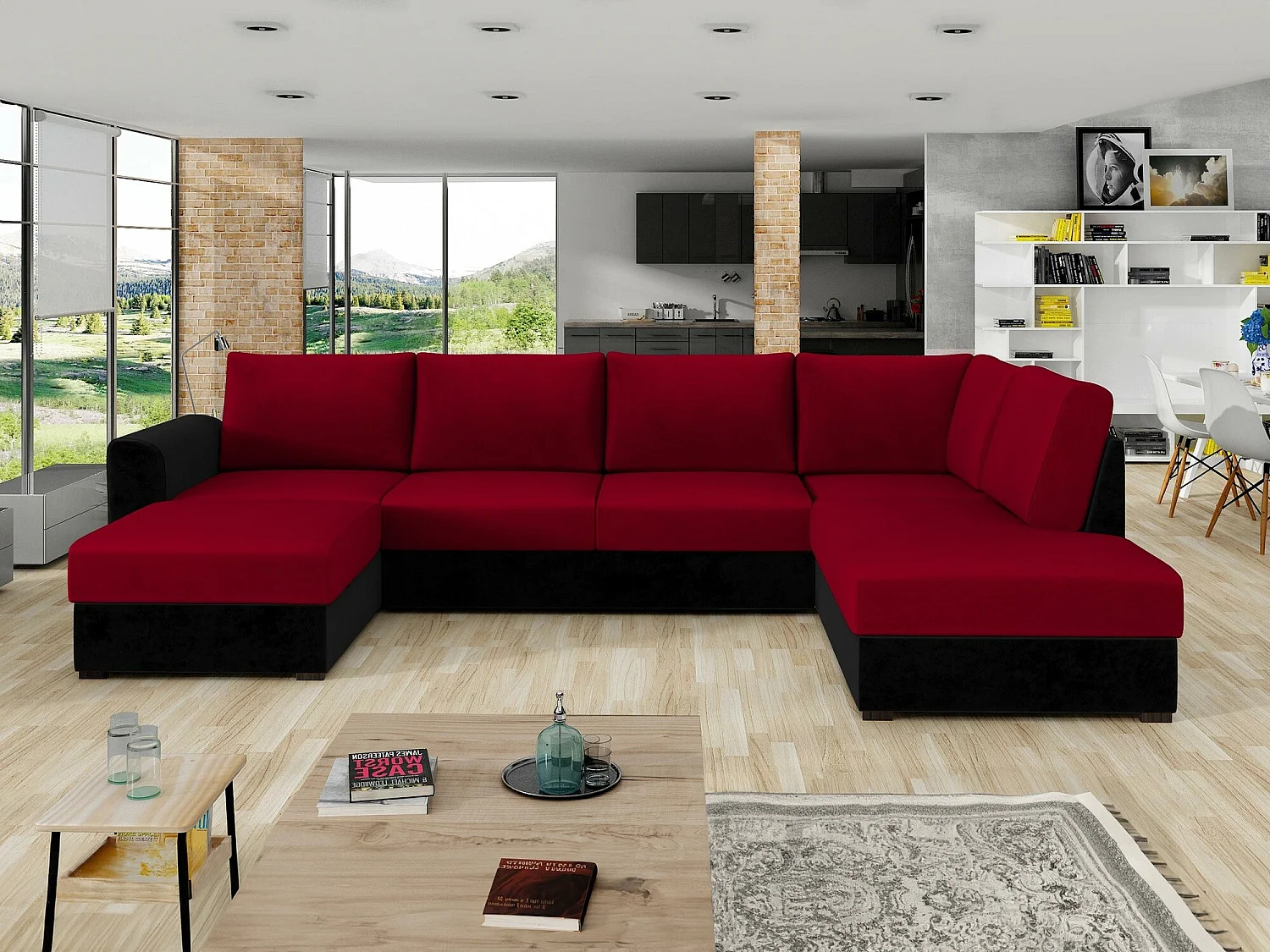 Sofá de canto Comfivo 189, Vermelho, Funcionalidade de dormir