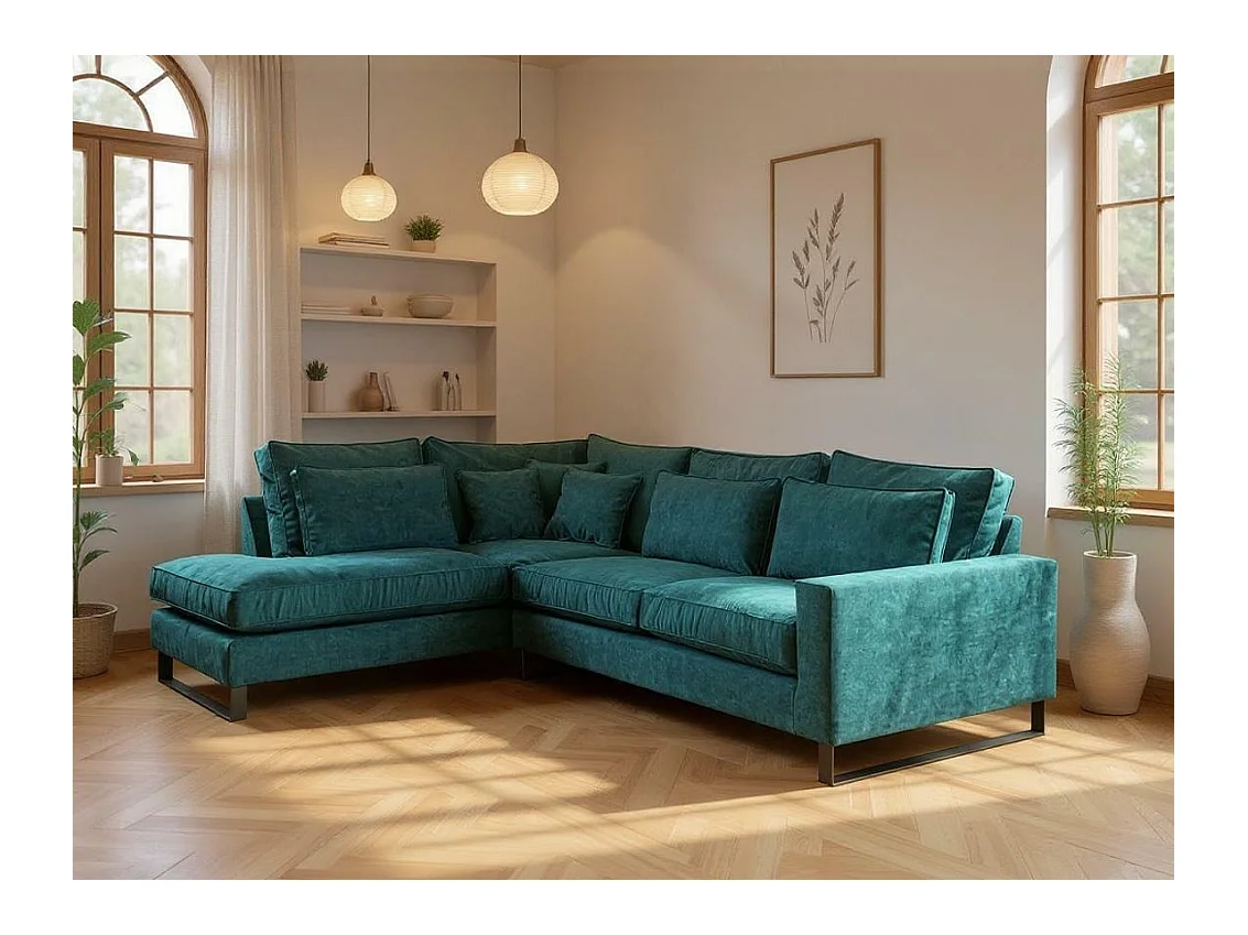 Canapé d'angle Kingsport 111, Vert, 314x224x90cm