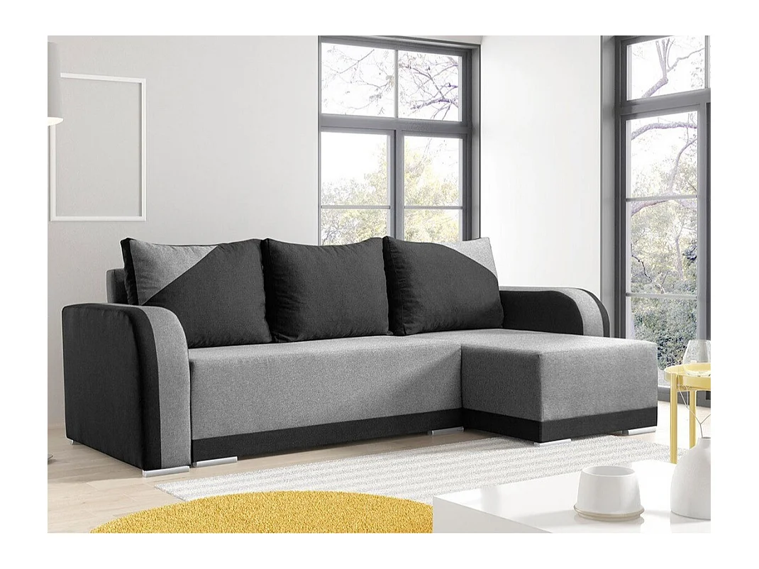 Canapé d'angle Boulder 102, Gris, Fonction de couchage, Boîte de literie, 238x140x85cm