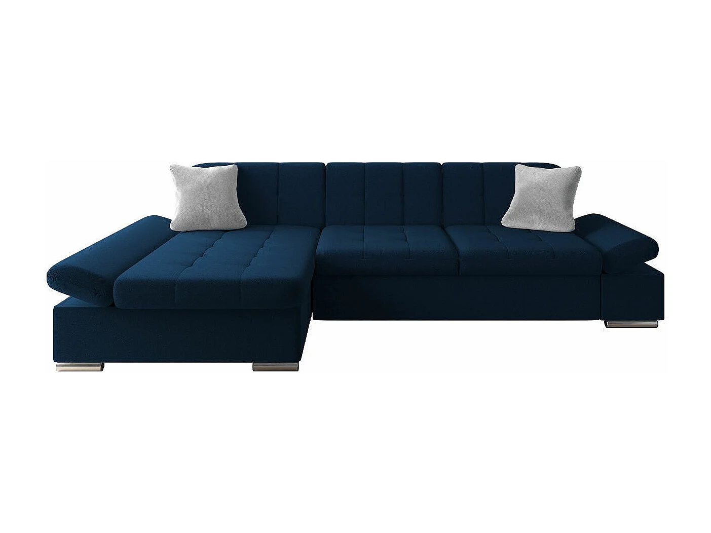 Sofá rinconero Comfivo Sanitas I, Azul, Función de descanso, Almacenaje, 278x161x76cm
