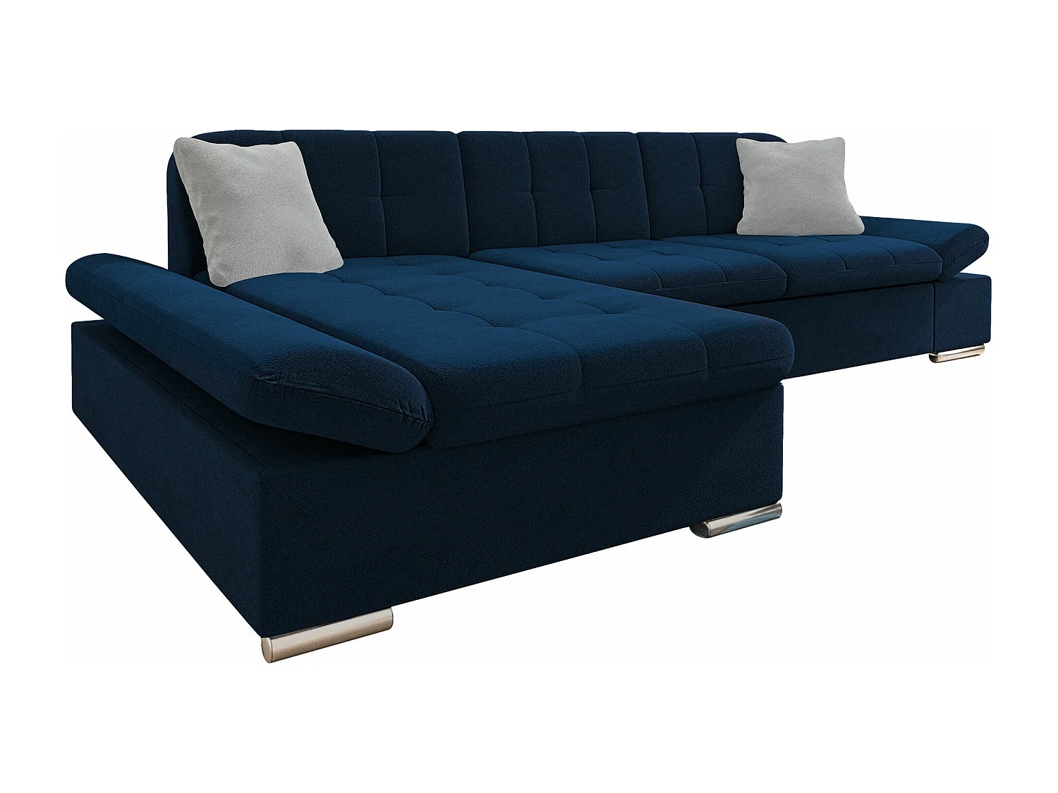 Sofá rinconero Comfivo Sanitas I, Azul, Función de descanso, Almacenaje, 278x161x76cm
