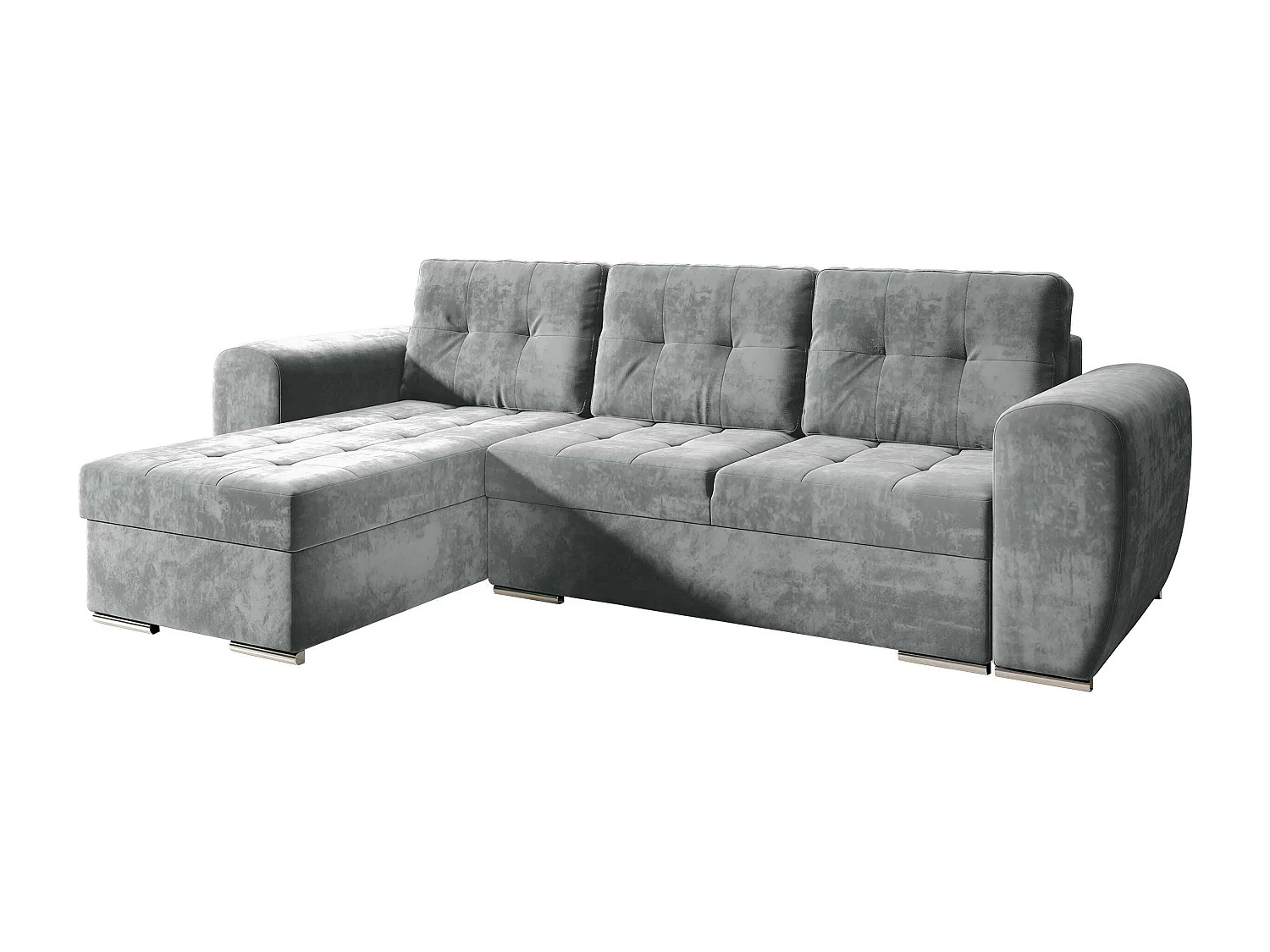 Sofá rinconero Muncie 109, Gris, Función de descanso, Almacenaje, 256x157x97cm