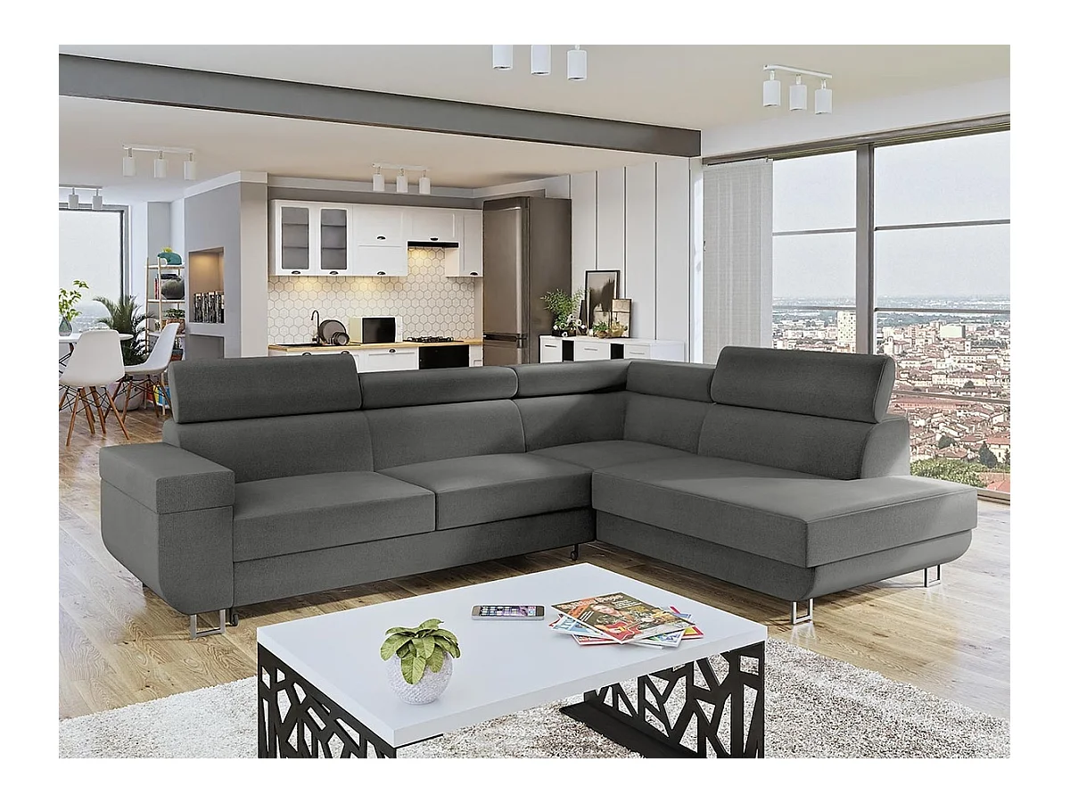 Divano angolare Comfivo 306, Grigio, Con, 253x188x71cm