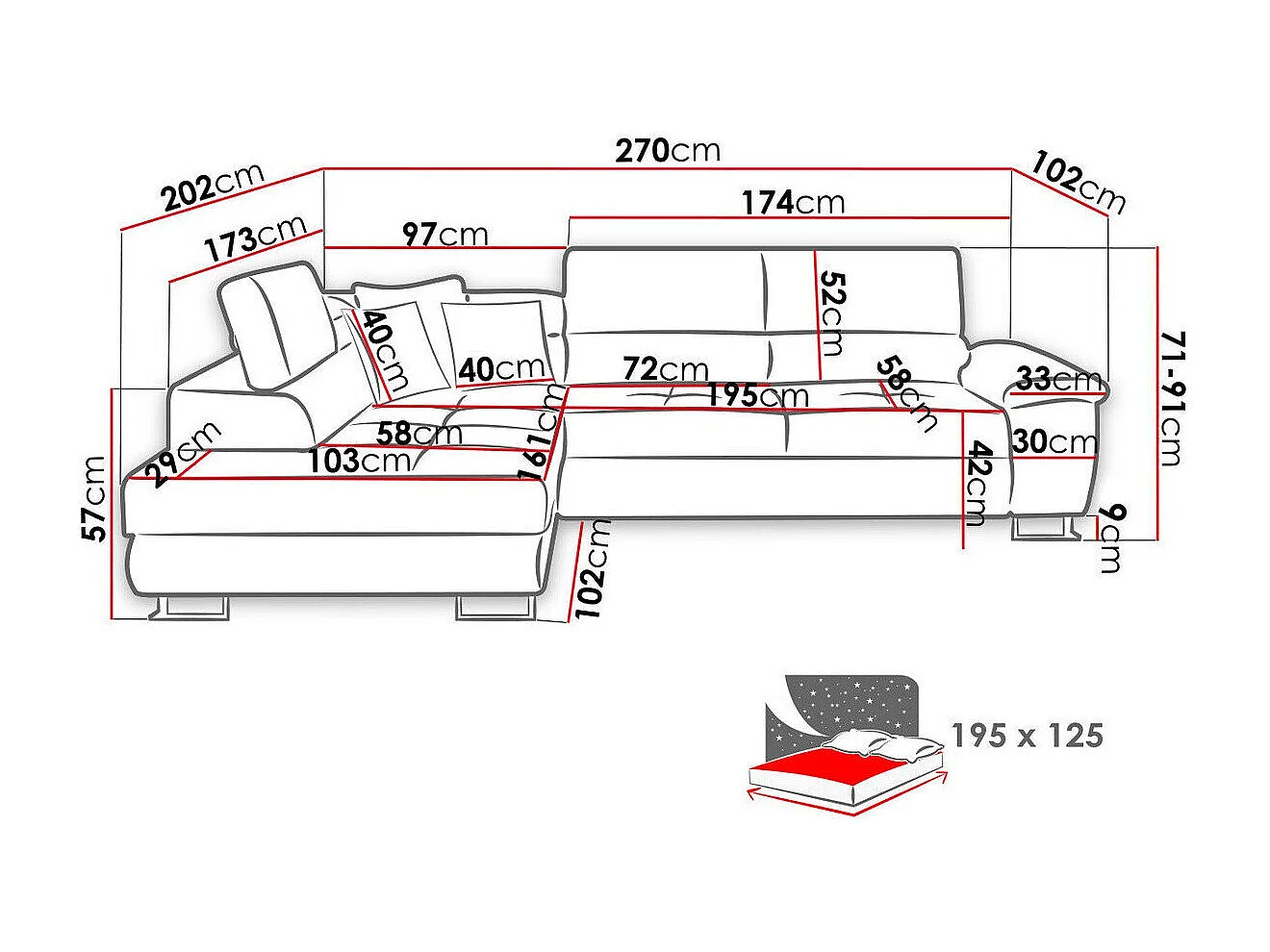 Canapé d'angle Comfivo 166, Brun clair, Disponible, 270x202x71cm