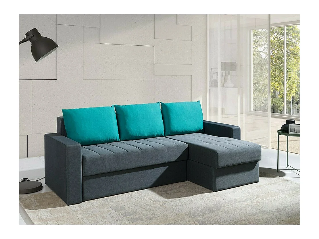 Canapé d'angle Providence 103, Gris, Fonction de couchage, Boîte de literie, 233x140x77cm