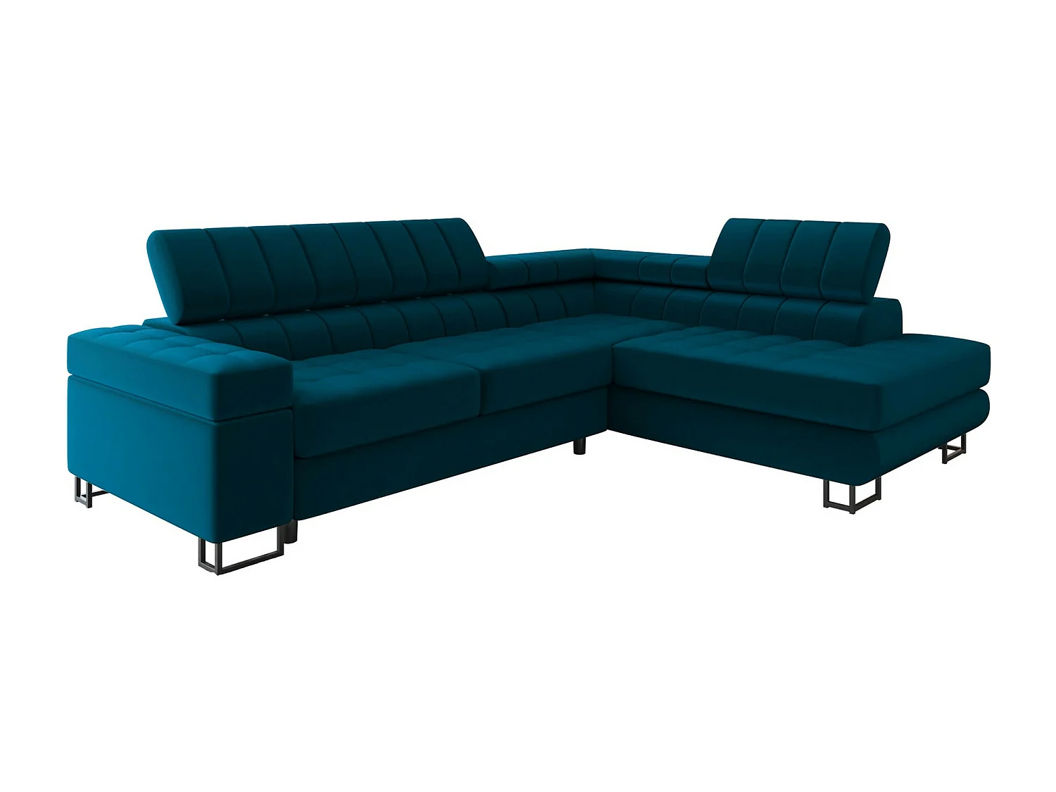 Sofá rinconero Comfivo 247, Turquesa, Función de descanso, Almacenaje, 271x203x71cm