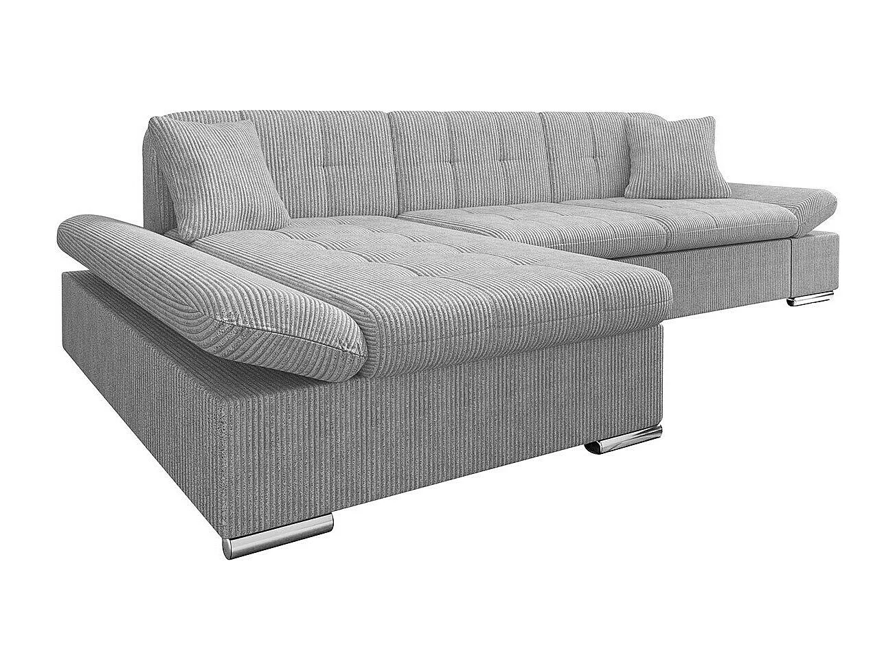 Sofá rinconero Comfivo 152, Gris, Función de descanso, Almacenaje, 278x161x76cm